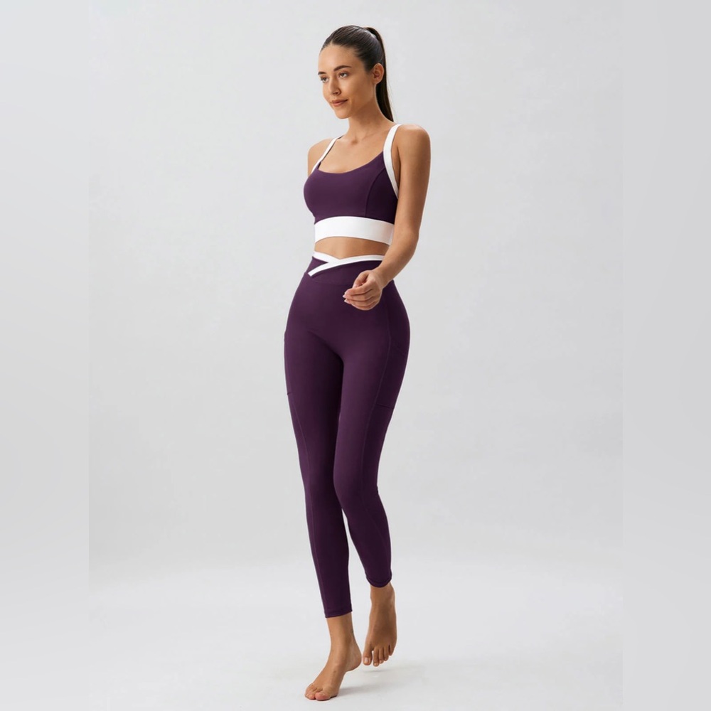 Berlook Activewear Purple Natural Waisted Leggings 25" - Picture 4 of 7